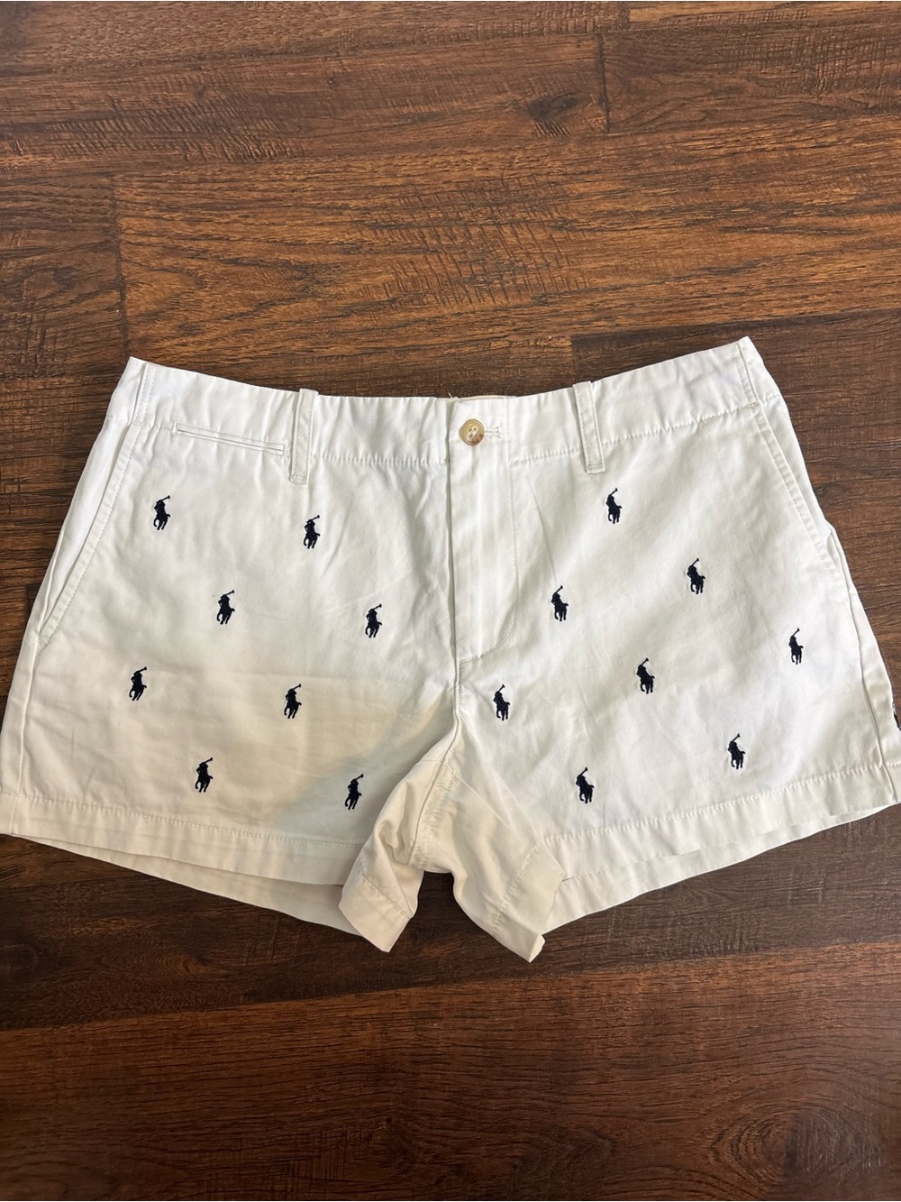 Polo by Ralph Lauren White Shorts with Navy Embroidered Polo Player Size 2